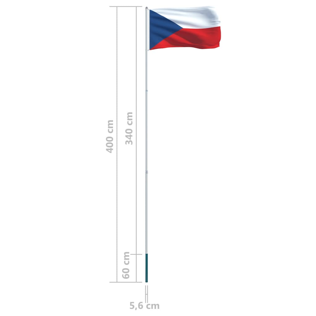 vidaXL Σημαία Τσεχίας 4 μ. με Ιστό Αλουμινίου