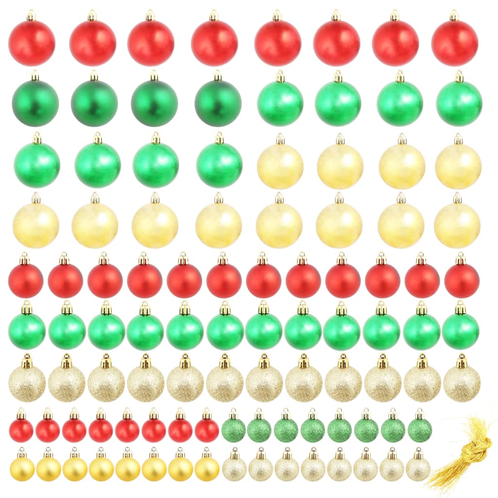 Μπάλες Χριστουγεννιάτικες 100 τεμ. Κόκκινες/Χρυσές/Πράσινες