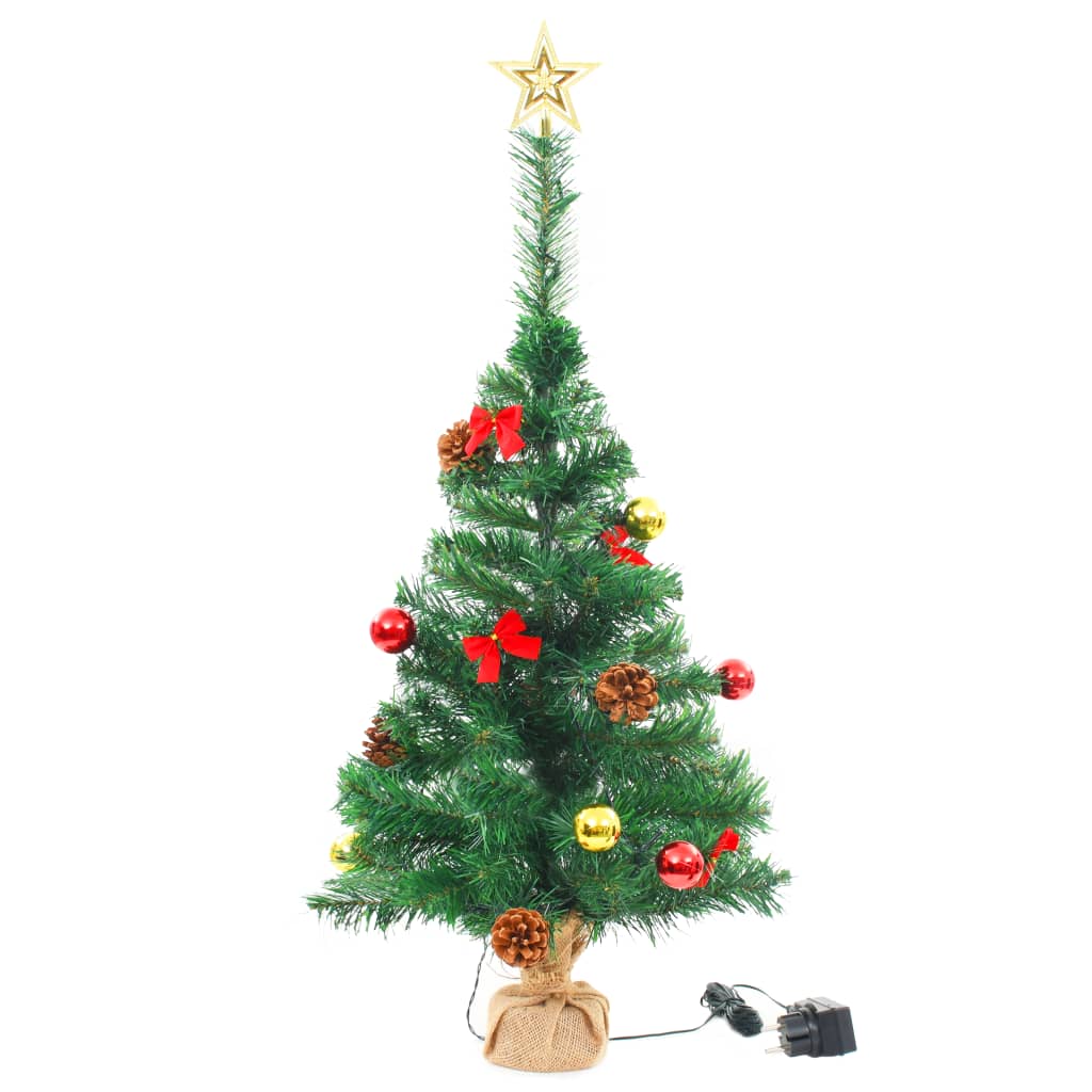 vidaXL Χριστουγεννιάτικο Δέντρο Στολισμένο Μπάλες/LED Πράσινο 64 εκ.