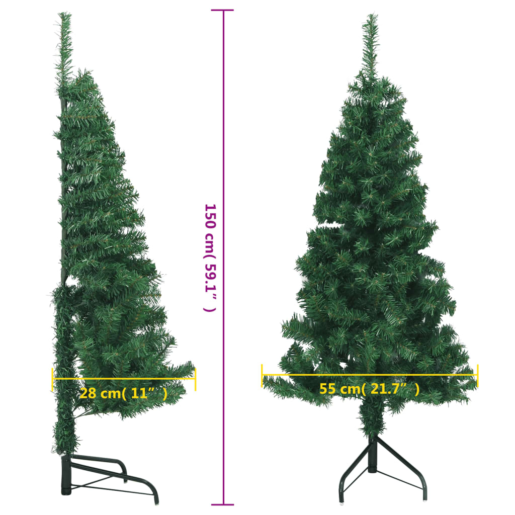 vidaXL Χριστουγεννιάτικο Δέντρο Τεχνητό Γωνιακό Πράσινο 150 εκ από PVC
