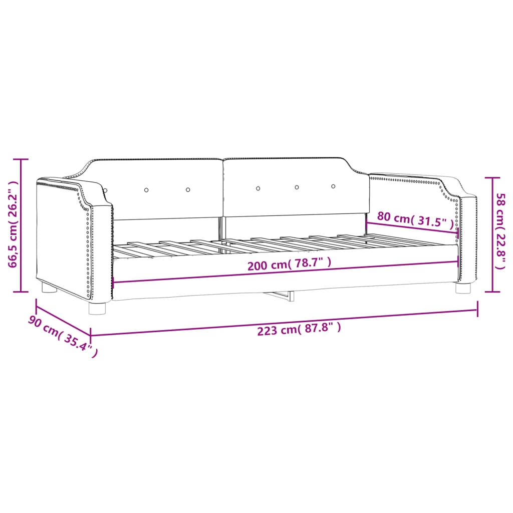 vidaXL Καναπές Κρεβάτι Μαύρος 80 x 200 εκ. Υφασμάτινος