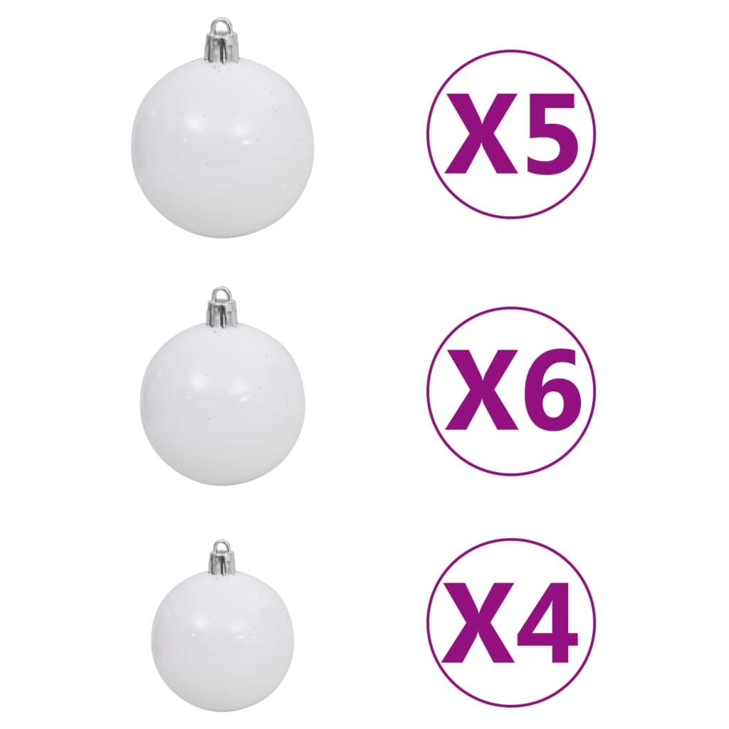 vidaXL Χριστουγεν. Δέντρο Γωνιακό Τεχνητό LED/Μπάλες Λευκό 150 εκ. PVC