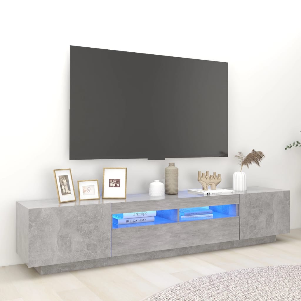 vidaXL Έπιπλο Τηλεόρασης με LED Γκρι Σκυροδέματος 200 x 35 x 40 εκ.