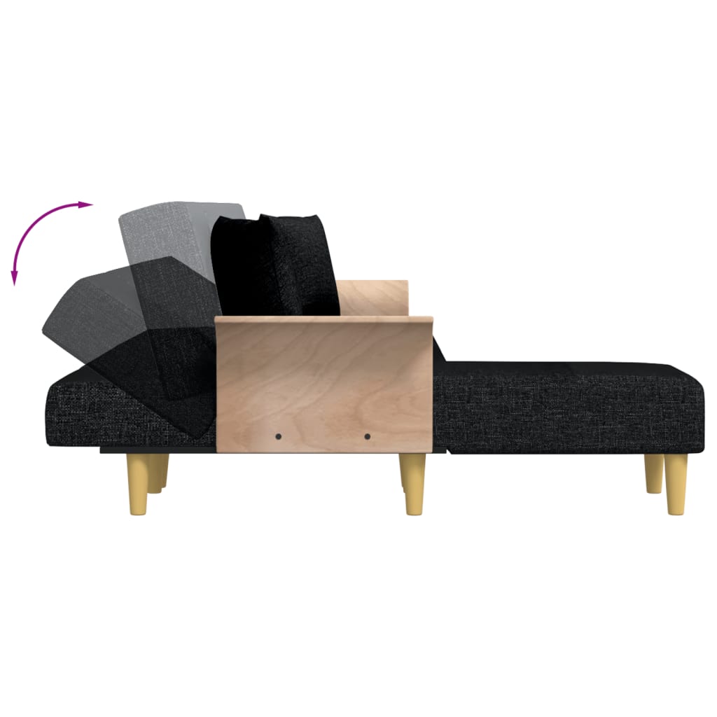 vidaXL Καναπές Κρεβάτι Γωνιακός Μαύρος 279 x 140 x 70 εκ. Υφασμάτινος