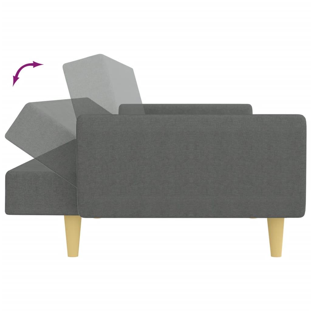 vidaXL Καναπές Κρεβάτι Διθέσιος με Υποπόδιο Σκούρο Γκρι Υφασμάτινος