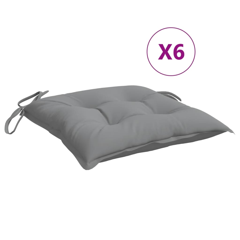 vidaXL Μαξιλάρια Καρέκλας 6 τεμ. Γκρι 50 x 50 x 7 εκ. Υφασμάτινα