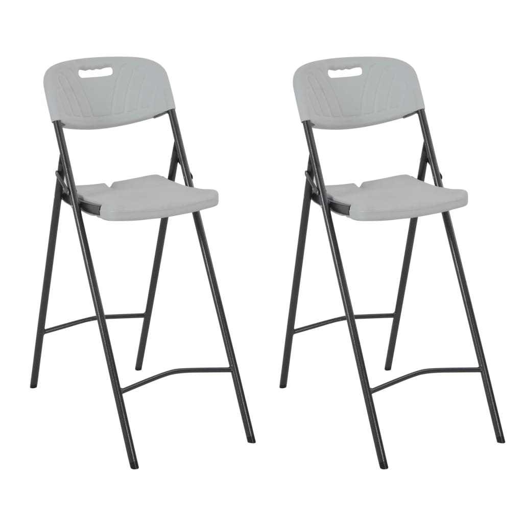 vidaXL Καρέκλες Μπαρ Πτυσσόμενες 2 τεμ. Λευκές από HDPE / Ατσάλι