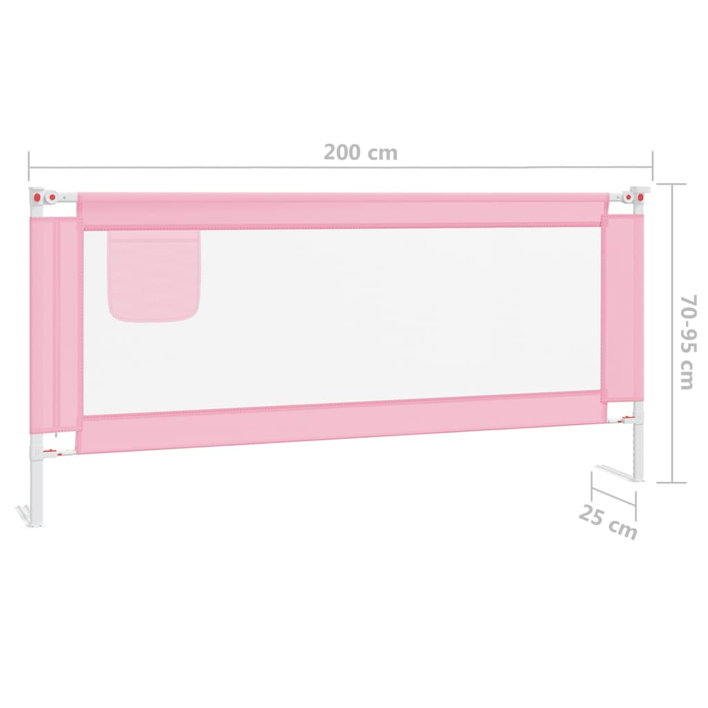 vidaXL Μπάρα Κρεβατιού Προστατευτική Ροζ 200 x 25 εκ. Υφασμάτινη