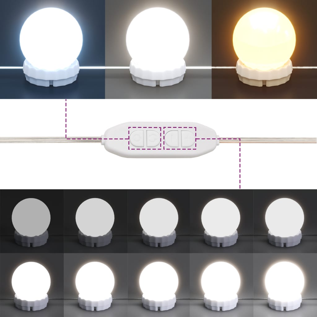 vidaXL Έπιπλο Καθρέπτη με LED Μαύρο 76 x 15 x 55 εκ.