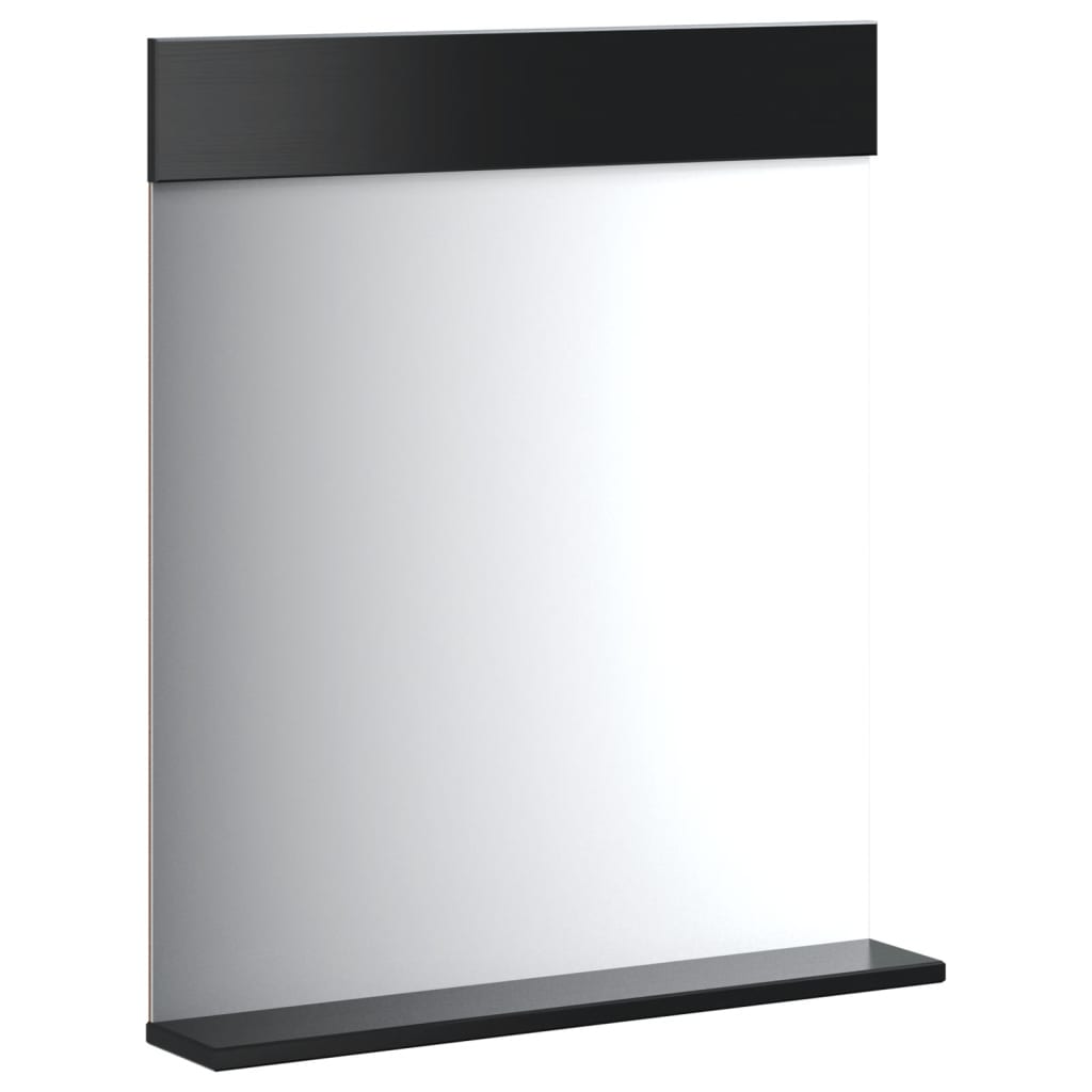 vidaXL Καθρέφτης Μπάνιου με Ράφι BERG Μαύρο 60x12x70 εκ. Μασίφ Ξύλο