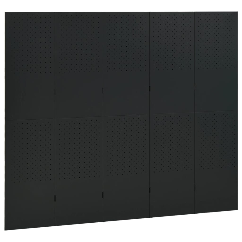 vidaXL Διαχωριστικό Δωματίου με 5 Πάνελ Μαύρο 200 x 180 εκ. από Ατσάλι
