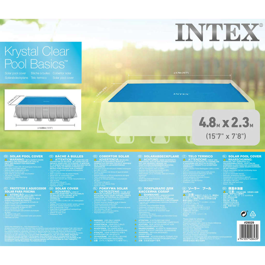 Intex Κάλυμμα Πισίνας Ηλιακό Ορθογώνιο 488 x 244 εκ.