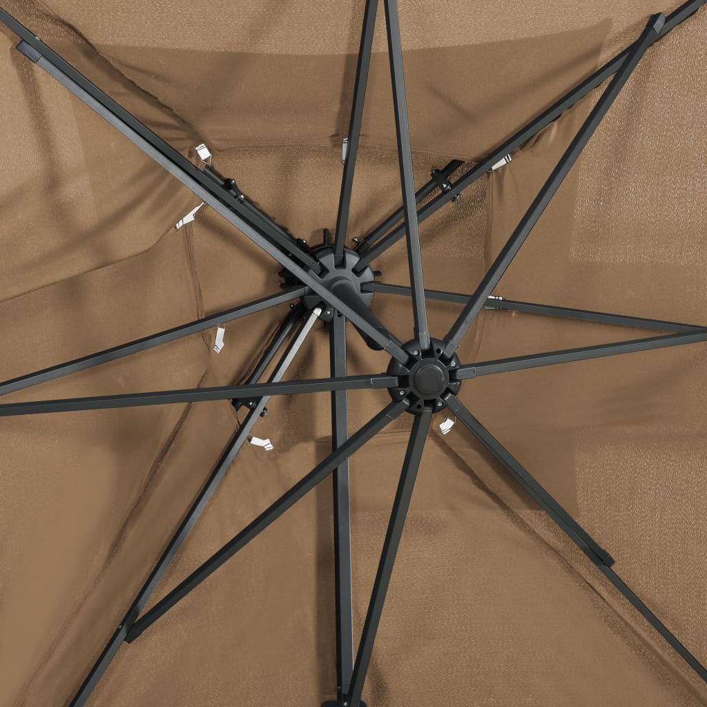 vidaXL Ομπρέλα Κρεμαστή με Διπλή Οροφή Taupe 250 x 250 εκ.