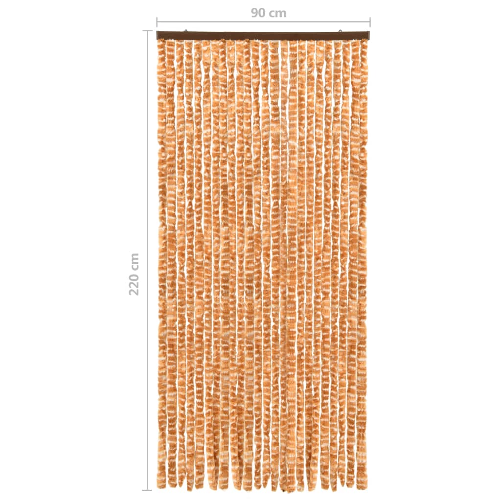 vidaXL Σήτα - Κουρτίνα Πόρτας Ώχρα / Λευκό 90 x 220 εκ. από Σενίλ