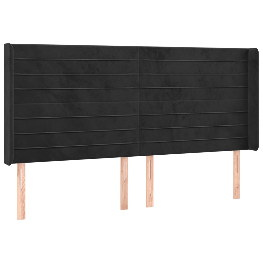 vidaXL Κεφαλάρι Κρεβατιού LED Μαύρο 183x16x118/128 εκ. Βελούδινο
