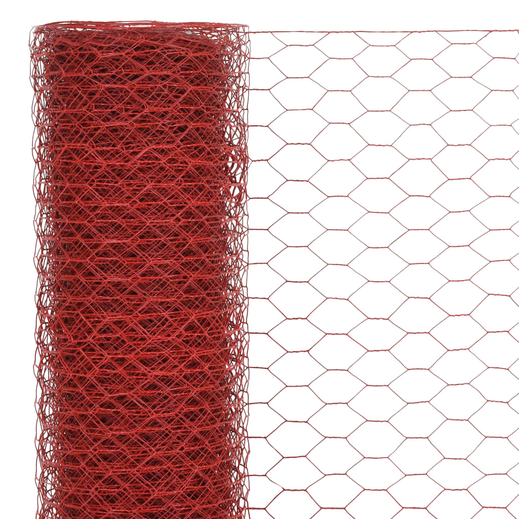 vidaXL Συρματόπλεγμα Εξάγωνο Κόκκινο 25 x 1 μ. Ατσάλι με Επικάλυψη PVC