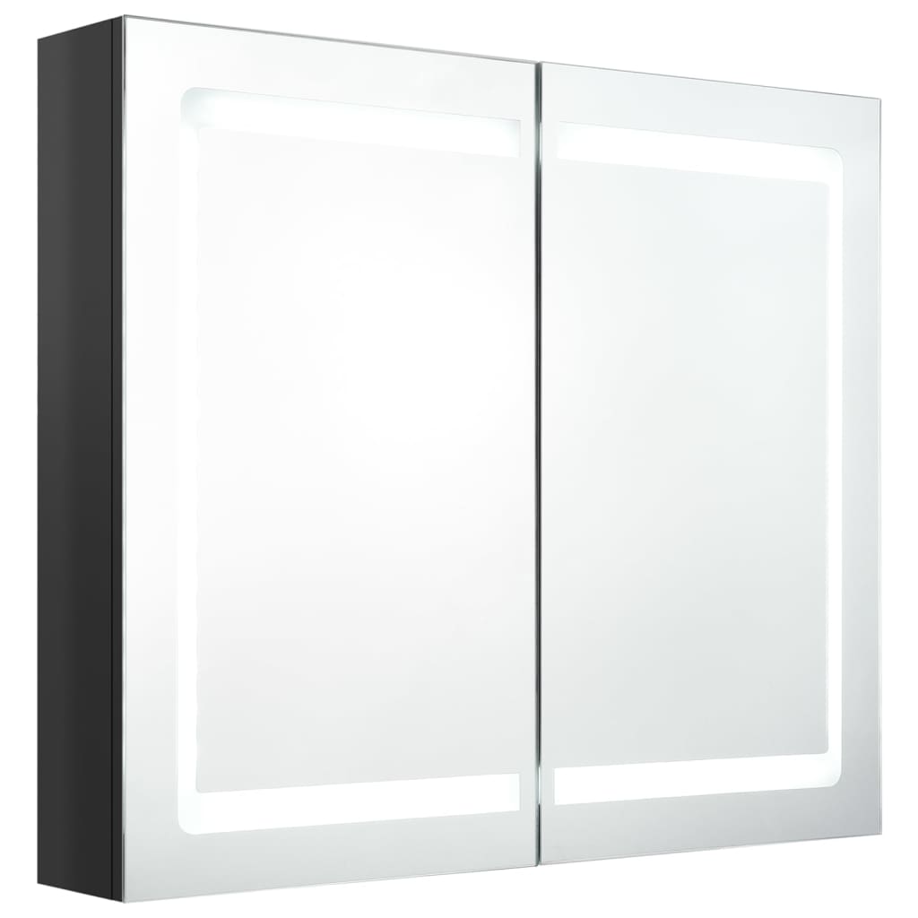 vidaXL Καθρέφτης Μπάνιου με Ντουλάπι & LED Λαμπερό Μαύρο 80x12x68 εκ.