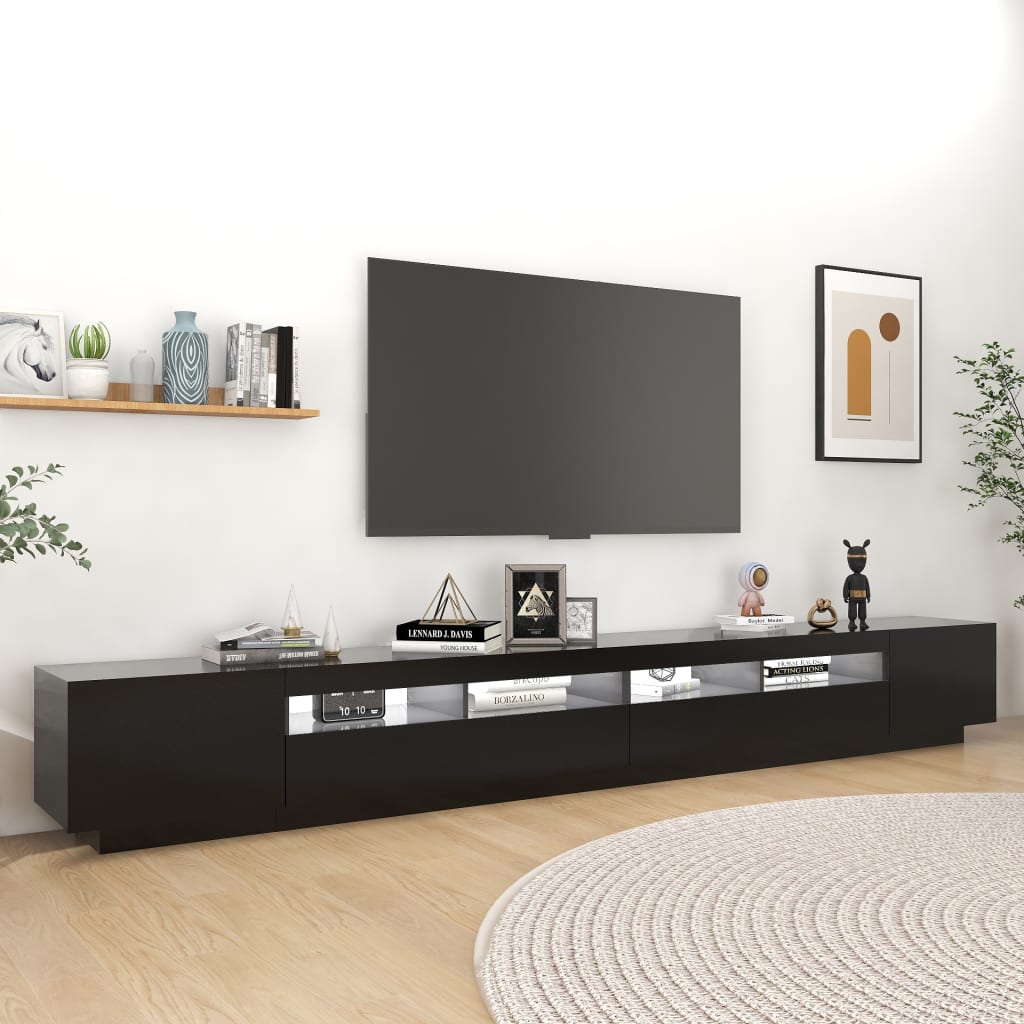 vidaXL Έπιπλο Τηλεόρασης με LED Μαύρο 300 x 35 x 40 εκ.