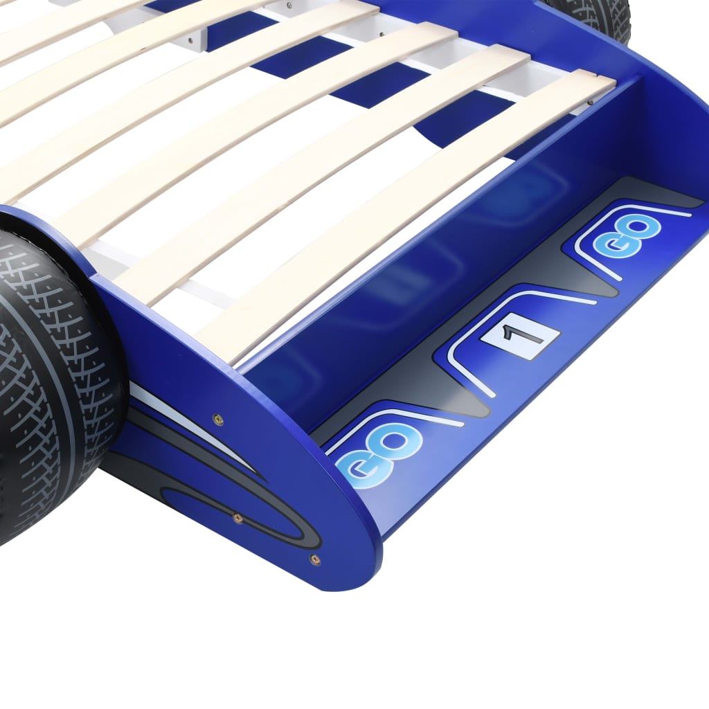 vidaXL Κρεβάτι Παιδικό Αγωνιστικό Αυτοκίνητο Μπλε 90 x 200 εκ.