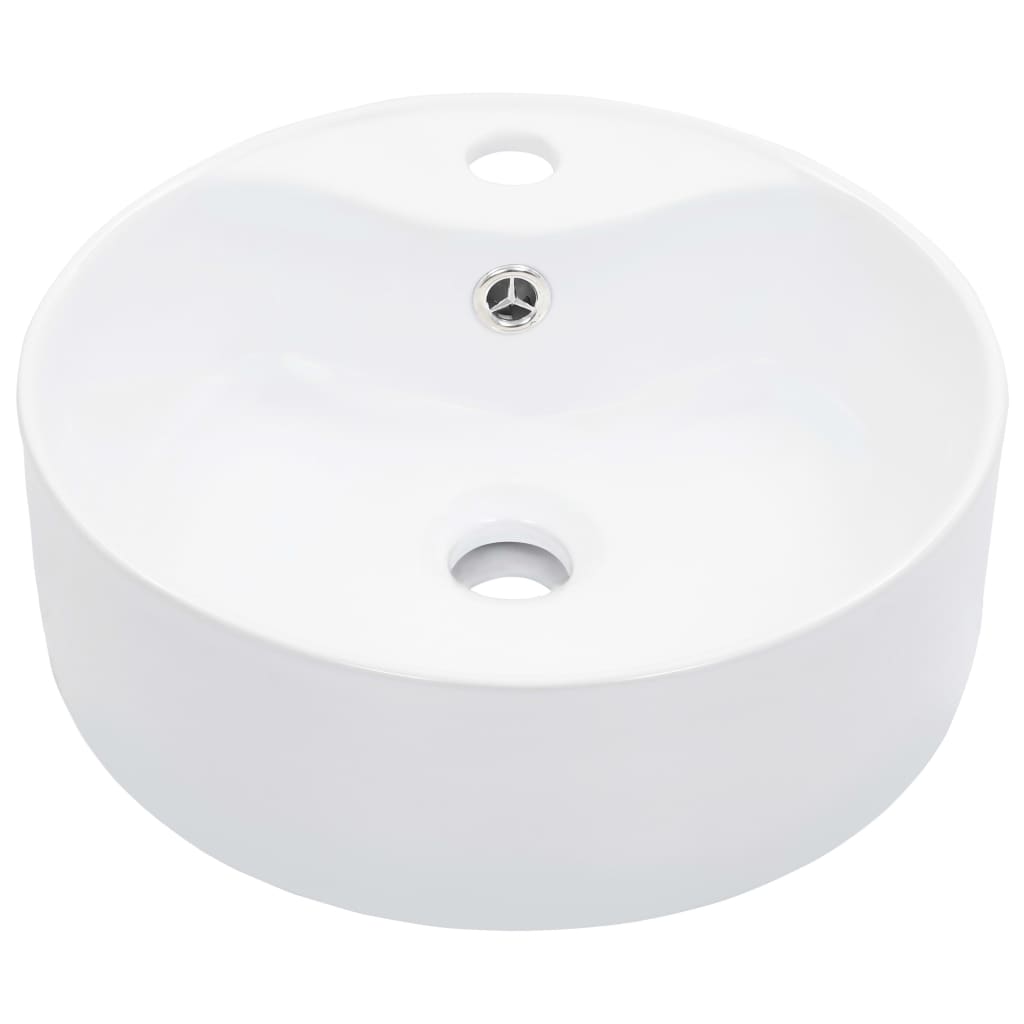 vidaXL Νιπτήρας με Οπή Υπερχείλισης Λευκός 36 x 13 εκ. Κεραμικός