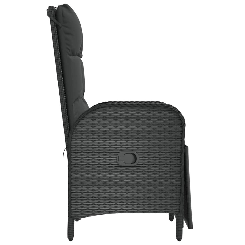 vidaXL Καρέκλες Εξ. Χώρου 2 τεμ. Μαύρες Συνθετικό Ρατάν με Μαξιλάρια