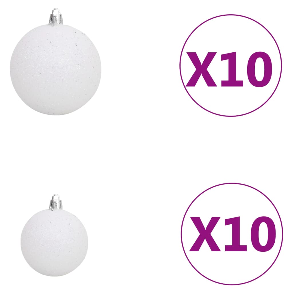 vidaXL Χριστουγεν. Μπάλες Σετ 120 τεμ με Κορυφή & 300 LED Λευκό/Γκρι