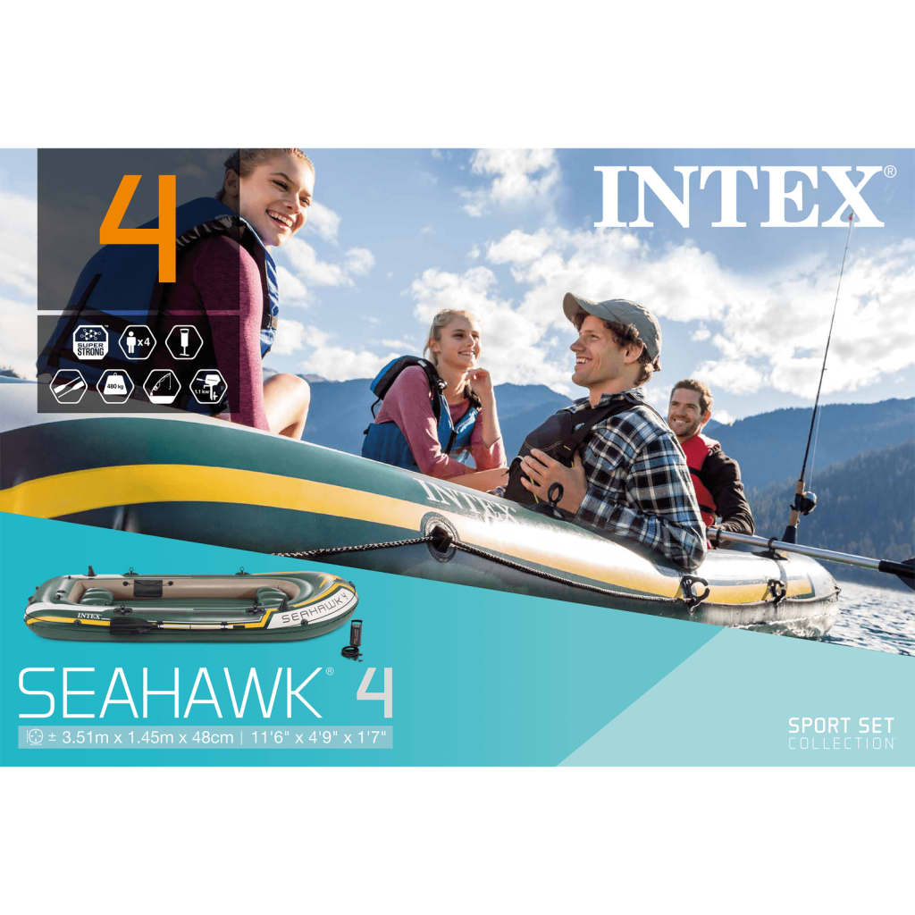 Intex Σετ Φουσκωτής Βάρκας Seahawk 4 με Κουπιά & Τρόμπα 68351NP