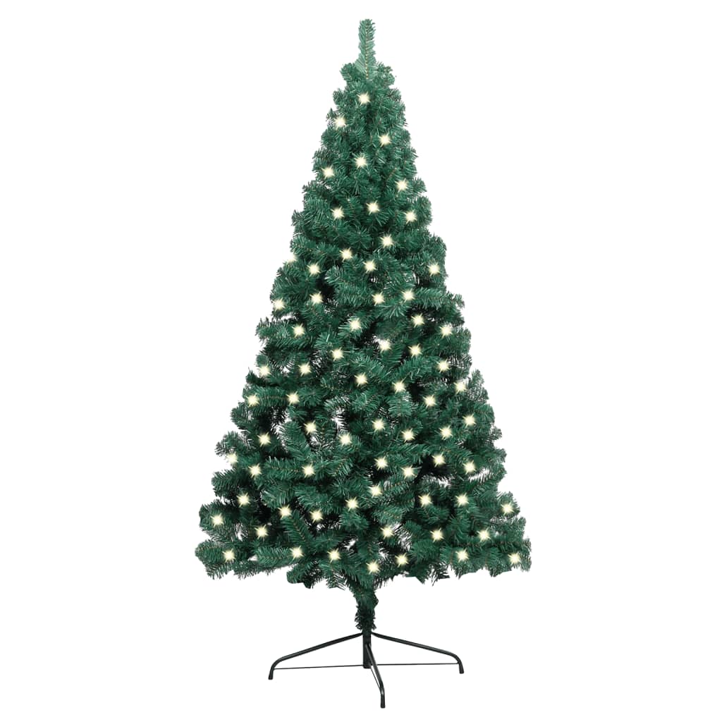 vidaXL Χριστουγεν Δέντρο Μισό Προφωτισμένο Τεχνητό Μπάλες Πράσινο 90εκ