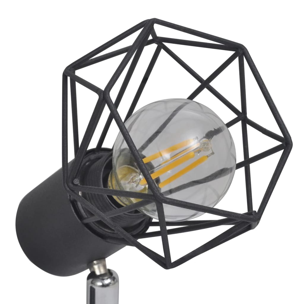 Φωτιστικό Σποτ Ράγα Βιομηχανικό Στιλ Μαύρο με 4 Λαμπτήρες LED Filament