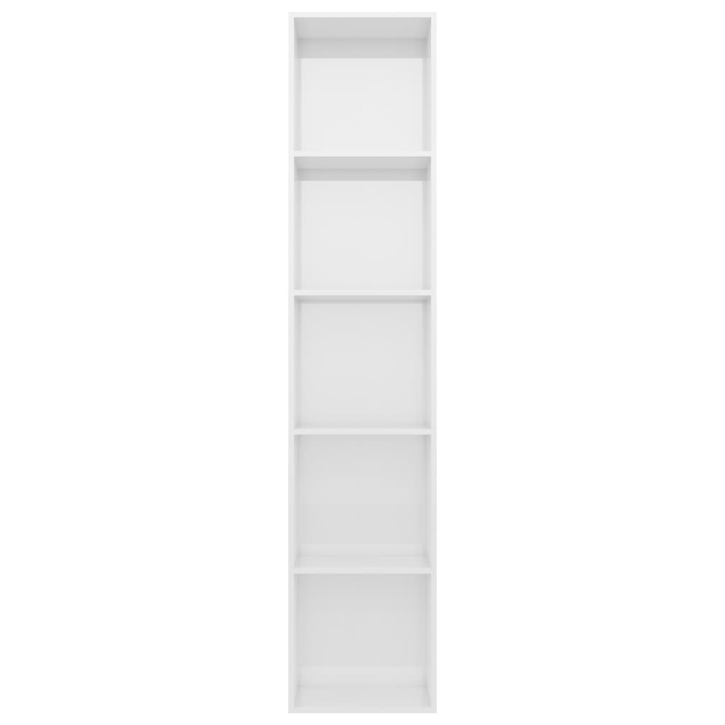 vidaXL Βιβλιοθήκη Γυαλιστερό Λευκό 40 x 30 x 189 εκ. από Μοριοσανίδα