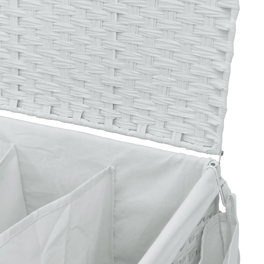 vidaXL Καλάθι Άπλυτων με Τροχούς Λευκό 60x35x60,5 εκ. από Ρατάν