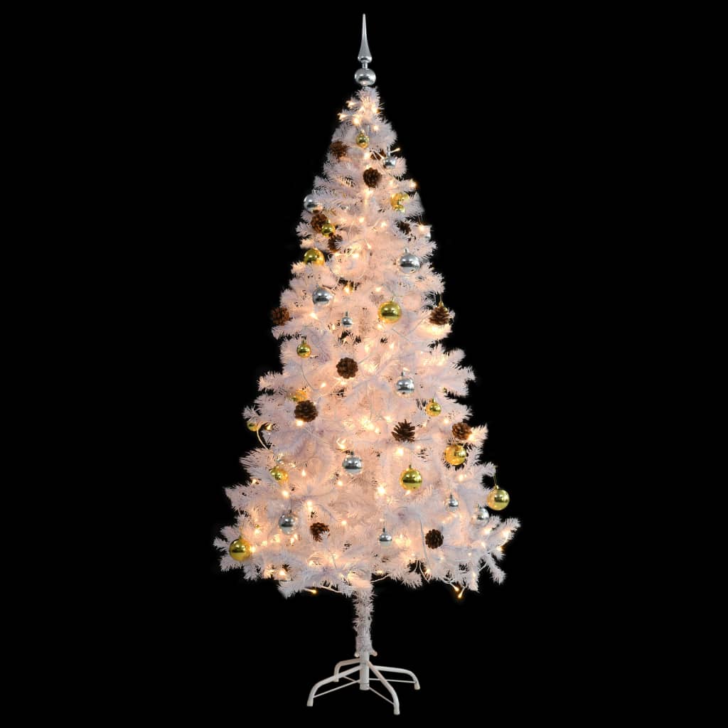 vidaXL Χριστουγεν. Δέντρο Προφωτισμένο Τεχνητό Μπάλες Λευκό 180εκ
