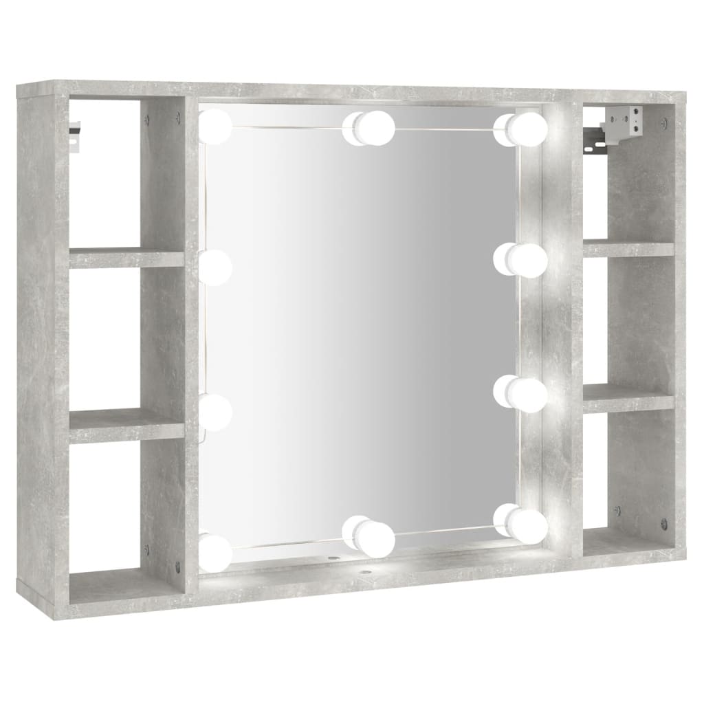 vidaXL Έπιπλο Καθρέπτη με LED Γκρι Σκυροδέματος 76 x 15 x 55 εκ.