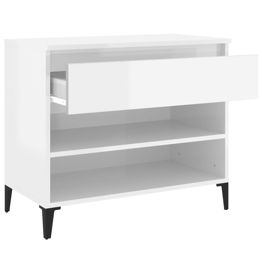 vidaXL Παπουτσοθήκη Γυαλιστερή Λευκή 70x36x60 εκ. Επεξεργασμένο Ξύλο