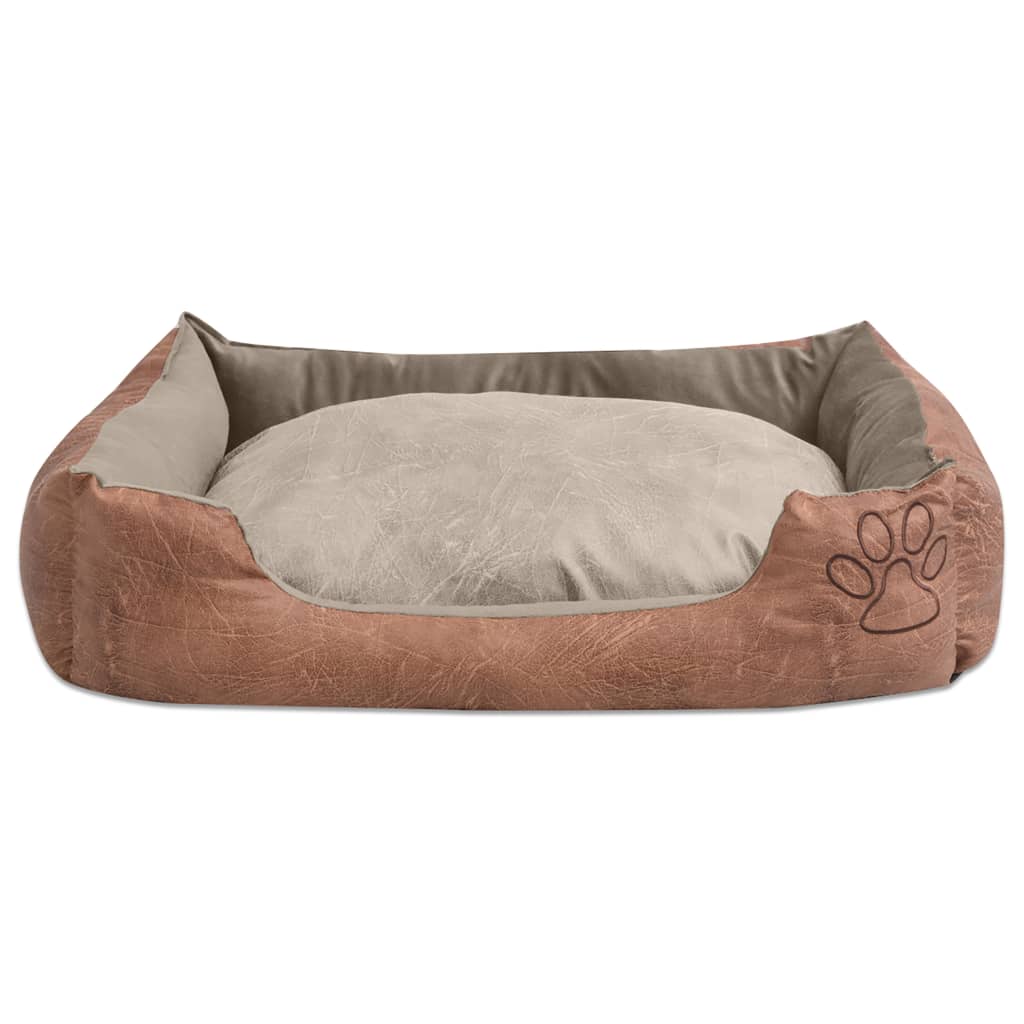 vidaXL Κρεβάτι Σκύλου Μπεζ Μέγεθος XL από Συνθετικό Δέρμα με Μαξιλάρι