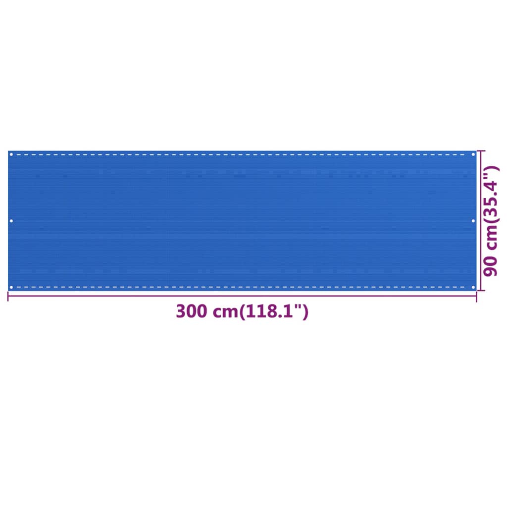 vidaXL Διαχωριστικό Βεράντας Μπλε 90x300 εκ. από HDPE
