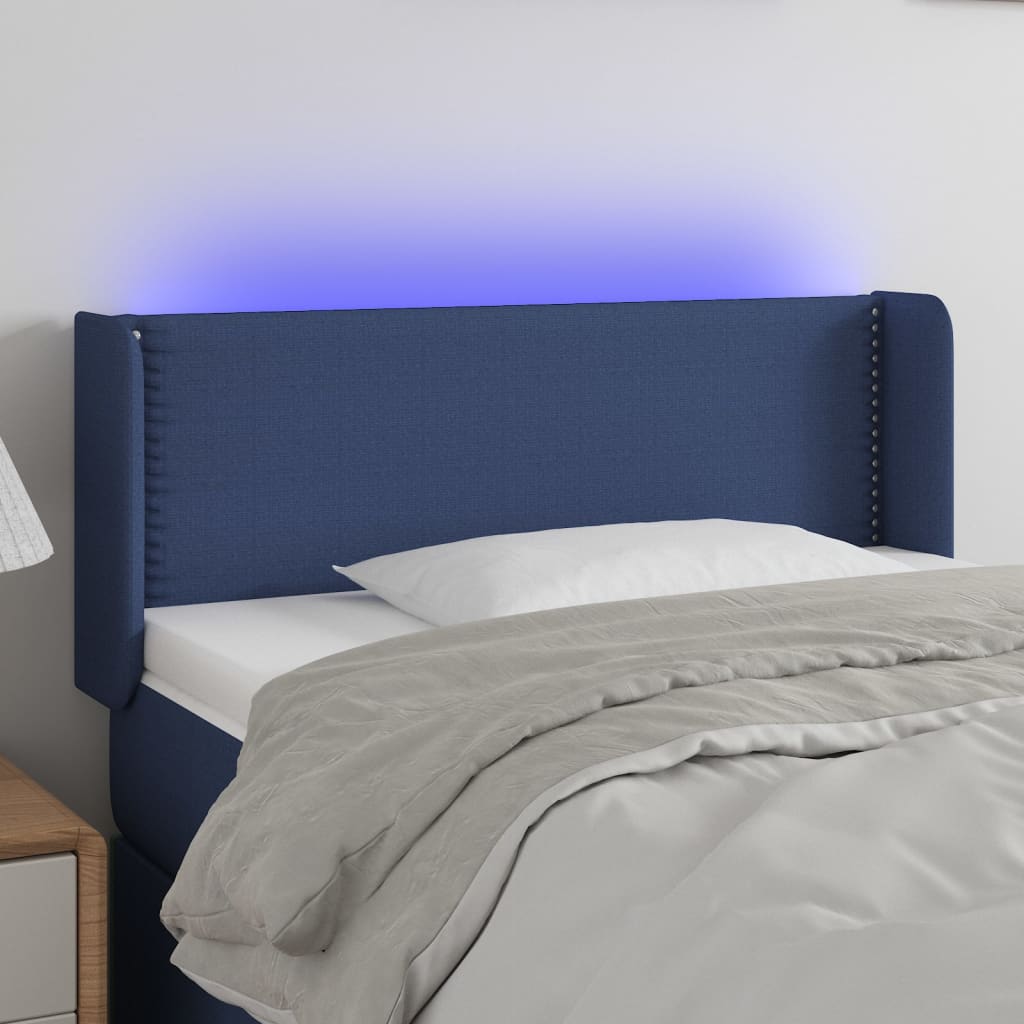 vidaXL Κεφαλάρι Κρεβατιού LED Μπλε 93x16x78/88 εκ. Υφασμάτινο