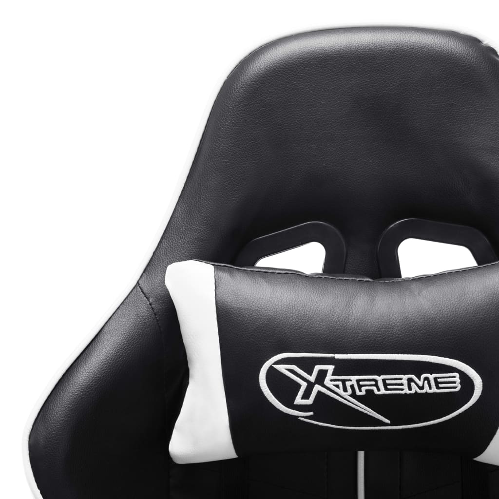 vidaXL Καρέκλα Gaming με Υποπόδιο Ασπρόμαυρη από Συνθετικό Δέρμα