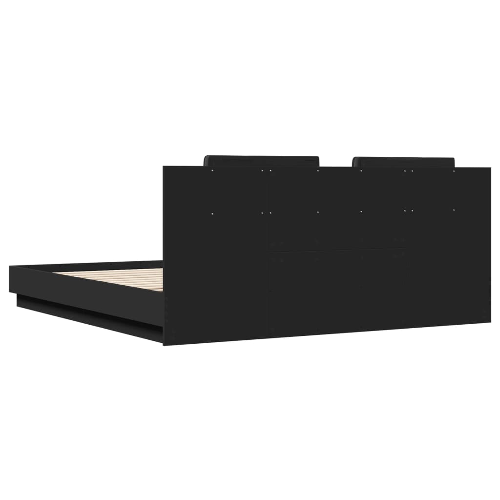 vidaXL Πλαίσιο Κρεβατιού με Κεφαλάρι και LED Μαύρο 180 x 200 εκ.
