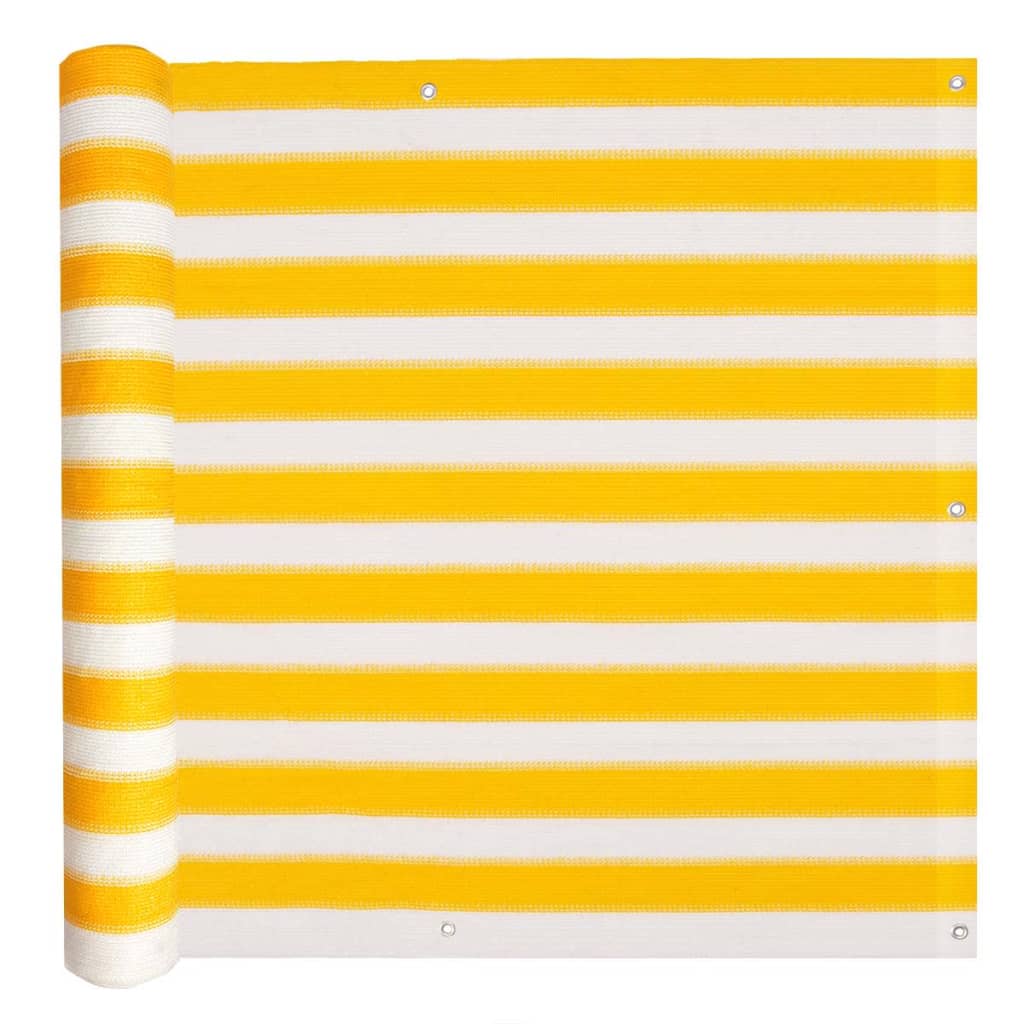 vidaXL Διαχωριστικό Βεράντας Κίτρινο και Λευκό 75 x 600 εκ. από HDPE