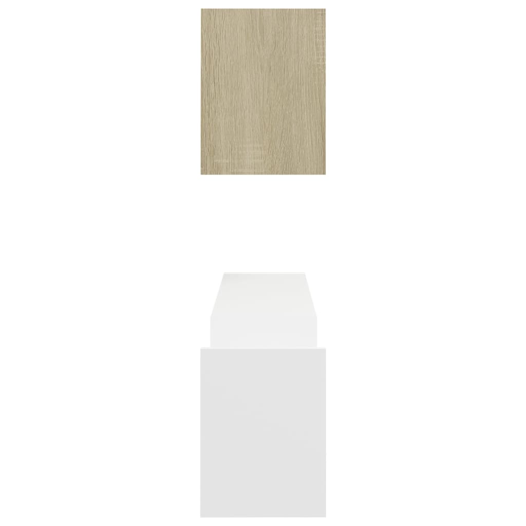 vidaXL Ραφιέρες Τοίχου 2 τεμ Λευκό/Sonoma Δρυς 100 x 15 x 20 εκ. Μοριοσανίδα