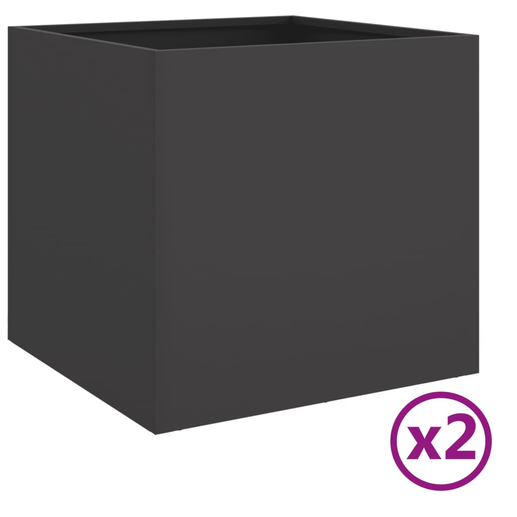 vidaXL Ζαρντινιέρες 2 τεμ. Μαύρες 49x47x46εκ. από Χάλυβα Ψυχρής Έλασης