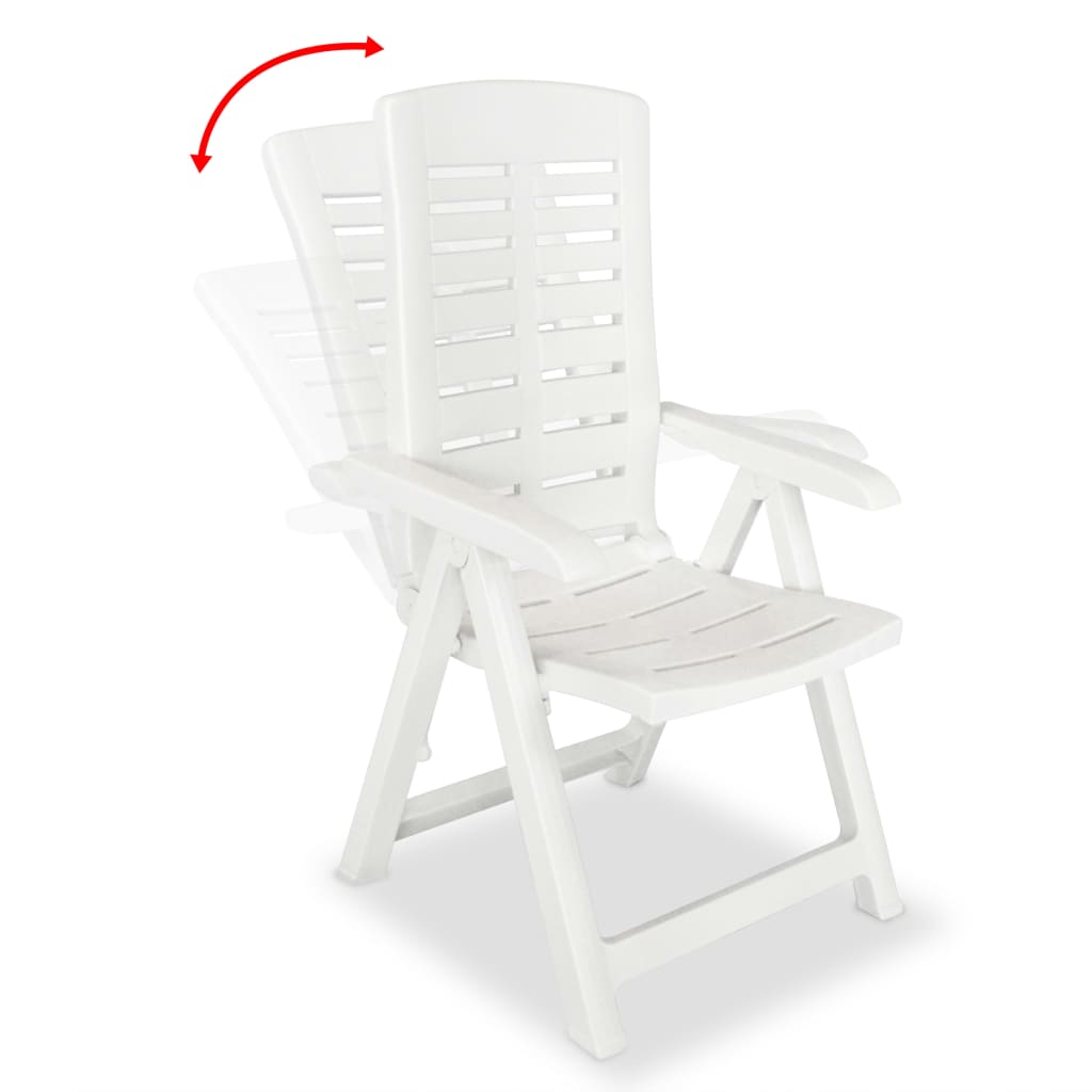 vidaXL Καρέκλες Κήπου Ανακλινόμενες 2 τεμ. Λευκές Πλαστικές