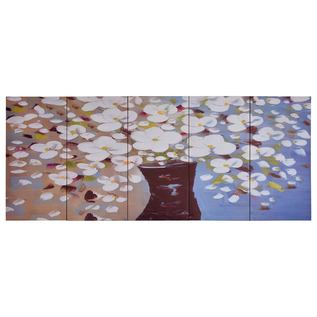vidaXL Πίνακας σε Καμβά Σετ Λουλούδια σε Βάζο Πολύχρωμος 200 x 80 εκ.