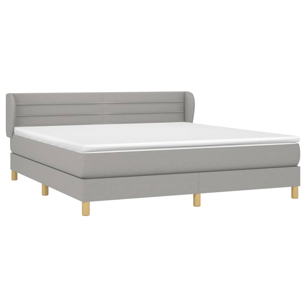 vidaXL Κρεβάτι Boxspring με Στρώμα Ανοιχτό Γκρι 180x200 εκ. Υφασμάτινο