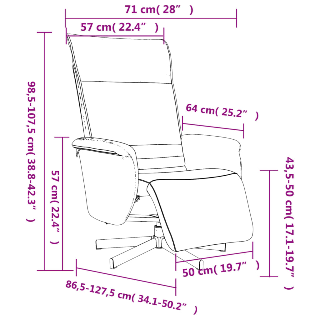 vidaXL Πολυθρόνα Ανακλινόμενη με Υποπόδιο Καφέ από Συνθετικό Δέρμα