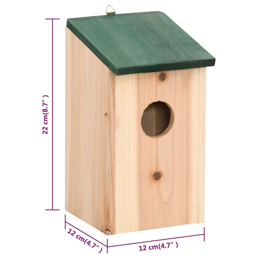 vidaXL Φωλιές Πουλιών 10 τεμ. 12 x 12 x 22 εκ. από Μασίφ Ξύλο Ελάτης