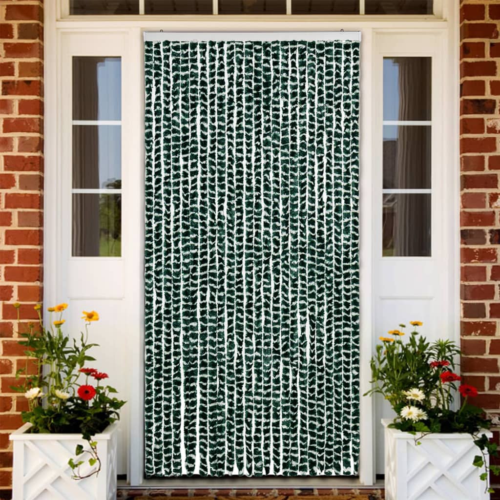 vidaXL Σήτα - Κουρτίνα Πόρτας Πράσινο / Λευκό 100 x 220 εκ. από Σενίλ