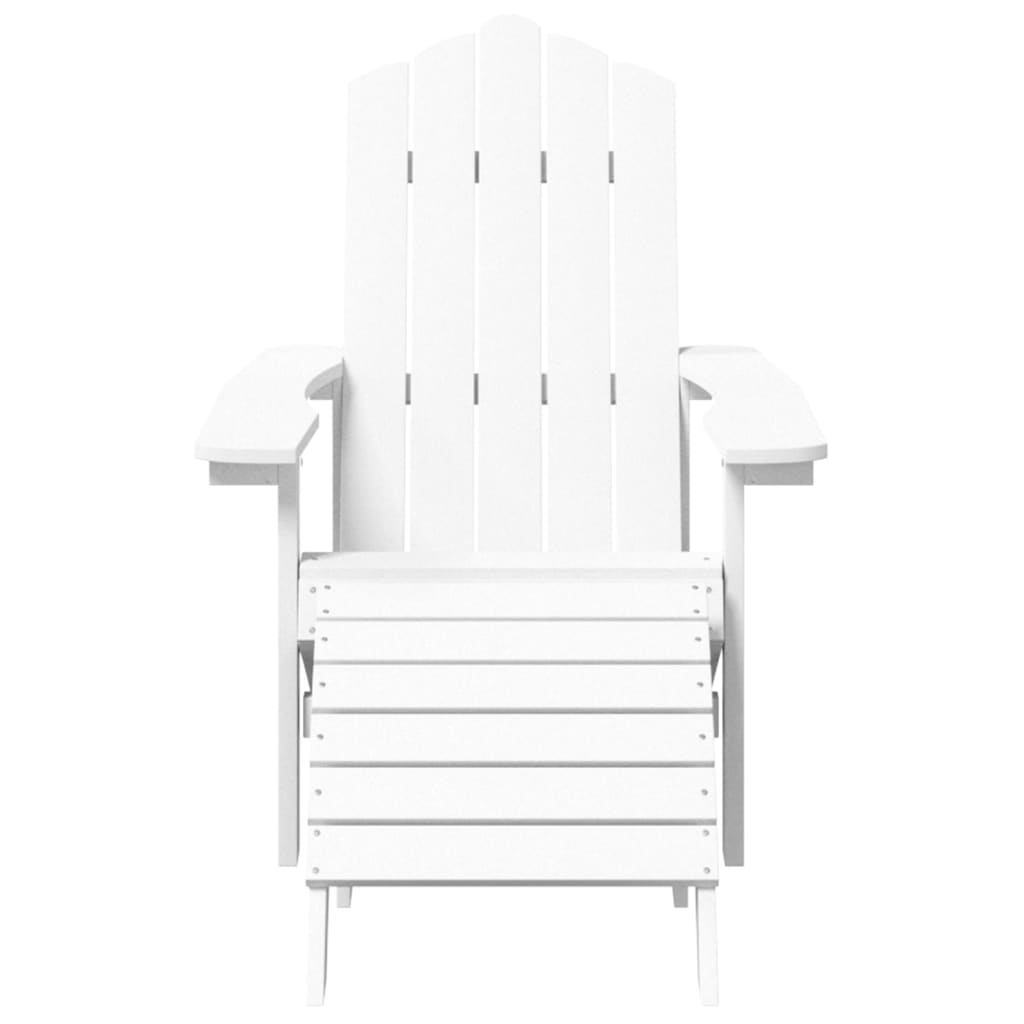 vidaXL Καρέκλα Κήπου Adirondack με Υποπόδιο Λευκή από HDPE