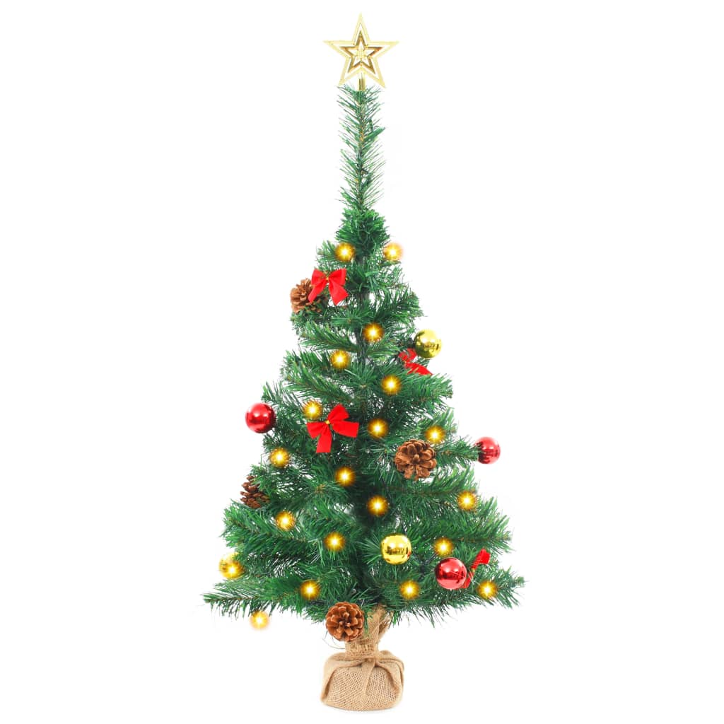 vidaXL Χριστουγεν. Δέντρο Προαναμμένο Τεχνητό Μπάλες Πράσινο 64 εκ.